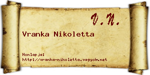Vranka Nikoletta névjegykártya